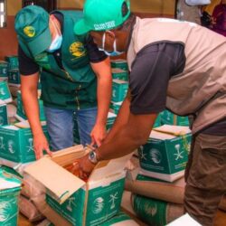 مركز الملك سلمان للإغاثة يوزع أكثر من 14 طنًا من السلال الغذائية في مديرية ذباب بتعز